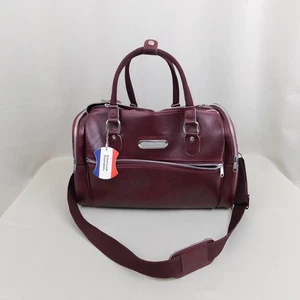 Bolso de Lona Vintage American Tourister Cuero Rojo Doble Asa #C514 - Imagen 1 de 12