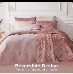 Intelligent Design Felicia Luxe Comforter Velvet Lush Double Sided Diamond - Picture 1 of 5