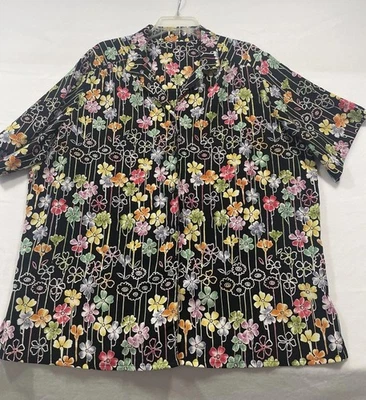 Camisa Top Informal Mujer 2X Negra Abotonada Manga Corta Calce Informal Foto 1 de 4