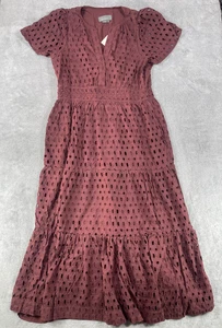 Anthropologie Somerset Maxikleid Damen Größe XL Eyelet Edition Schokobraun - Bild 1 von 15