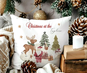 Personalisiertes Kissen Weihnachten Weihnachtsmann Druck, festliches Landschaftsdesign Kissen - Bild 1 von 2