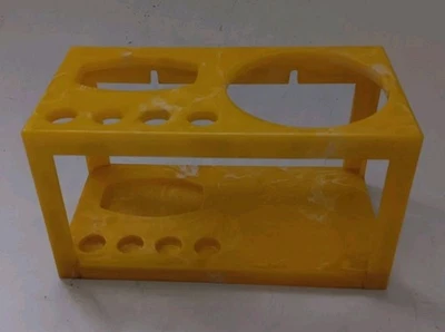 Vintage Yellow Plastic Marble-look Toothbrush, Toothpaste, and Cup Holder - Image 1 of 4