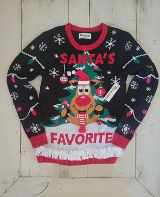 Suéter de Navidad Feo Favorito de Santa para Mujer Grande Rojo Rudolph NUEVO CON ETIQUETAS Foto 1 de 4