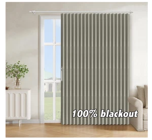 Blackout Doorway Curtains Accordion Doors with Hooks 98"W x 78"L Grey 1 Panel - Picture 1 of 14