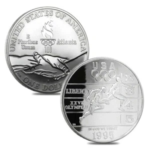 (1) 1995 P Olympic Track & Field $1 Commem Proof Silver Dollar (CAPSULE ONLY) - Picture 1 of 3