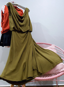 Aurelio Costarella Australia Silk Dress Sz 3 Olive