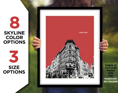 BOSTON NORTH END Photo Picture Print CITY SKYLINE Flatiron Art 8x10 11x14 16x20 - Image 1 of 4