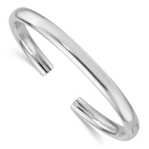 14K Solid White Gold 6mm Cuff Bracelet - Picture 1 of 5