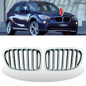 Chrome + Black For BMW E84 X1 5DR SUV Front Bumper Kidney Grille Grill 09-14 - Picture 1 of 4