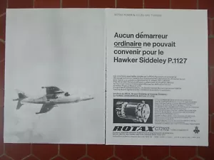 10/1966 PUB ROTAX ROVER LUCAS GAS TURBINE HAWKER SIDDELEY P.1127 FRENCH AD - Picture 1 of 1