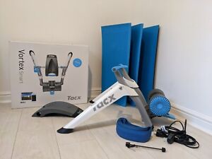 Tacx Vortex Smart Trainer (White/Blue) - Cycling indoor Trainer + tyre & mat