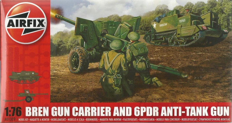 AIRFIX 1:76 KIT MEZZO MIL BREN GUN CARRIER & ANTI TANK GUN ART 01309 SERIE 1 - Immagine 1 di 1