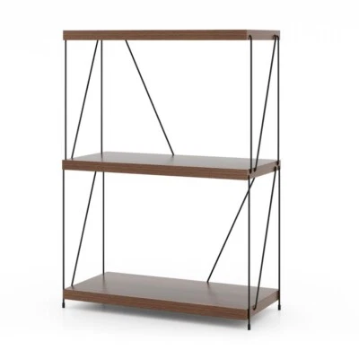 3 Tier Freestanding Bookshelf Bookcase Storage Display Rack 34" With Metal Frame - Image 1 of 4