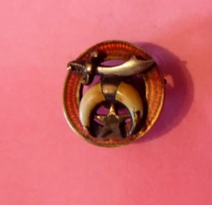 Antique 14k Gold & Black Enamel Shriners Masonic 7/16" Screwback Lapel Pin 1.2g - Picture 1 of 3