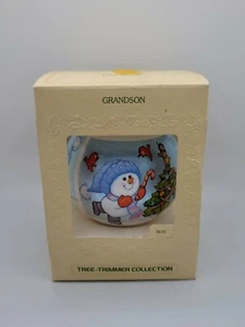 Vintage 1980 Hallmark Satin Christmas Ornament Grandson - Picture 1 of 5