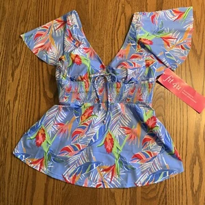 FIT 4 U Womens V-Neck Blue Floral WF TANKINI TOP Szs 8 10 12 16 #2305265 NWT - Picture 1 of 5