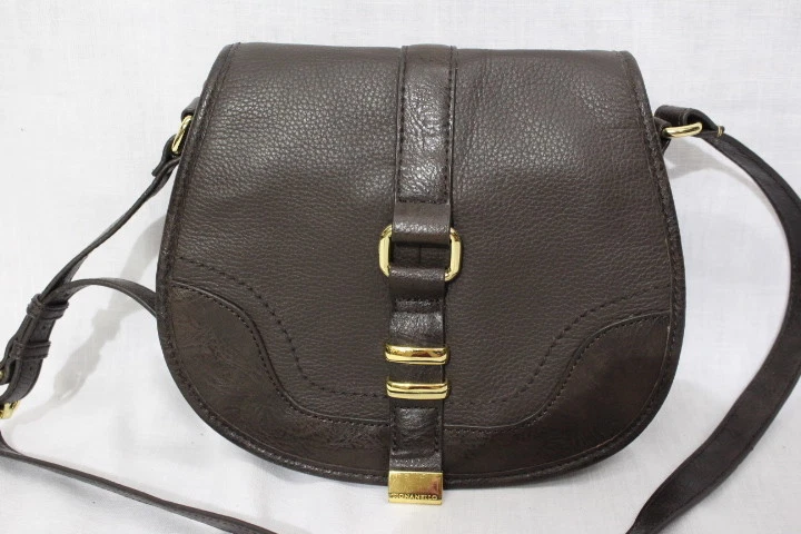 TIGNANELLO Bolso Mini SILLA DE MONTAR Cuero Marrón/Bolso de Hombro con Decoración Tono Dorado-B82 Foto 1 de 1