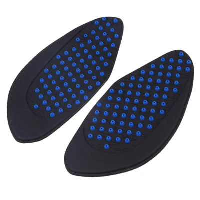 Par de almohadillas laterales de tracción para tanque gasolina combustible empuñadura para rodilla motocicleta azul antideslizante Foto 1 de 4