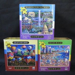 Lot of 3 🧩 Three 500 Piece DOWDLE Jigsaw Puzzles 🔥 1x NEW & 2x Built Once - Picture 1 of 6