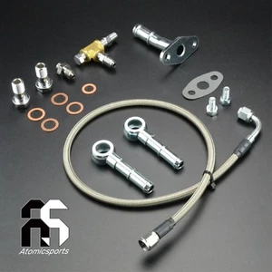 Oil Water Line Kit 7/16-24 Oil Feed & M14x1.5 Coolant w/ Garrett GT25 GT28 - Picture 1 of 6