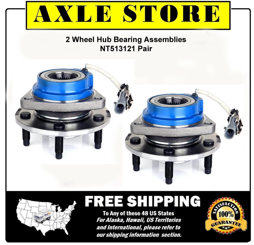 2 Wheel Hub Bearing Assembly w/ Steel Wire Clip ABS 5 studs Fit GM cars NT513121 - Image 1 of 4