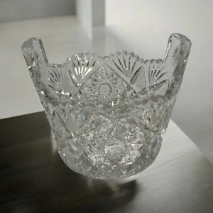 Amerikanische Brillant Periode geschliffenes Glas Kristall Eiswanne Eimer mit Griffen - Bild 1 von 18