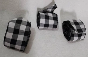 Black and White Wire Edged Ribbon 87" x 2.25" Honey Bee Tree Garland Lot of 3 - Picture 1 of 10