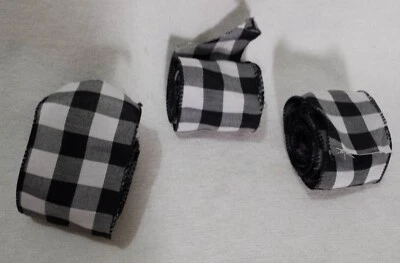 Black and White Wire Edged Ribbon 87" x 2.25" Honey Bee Tree Garland Lot of 3 - Image 1 of 4