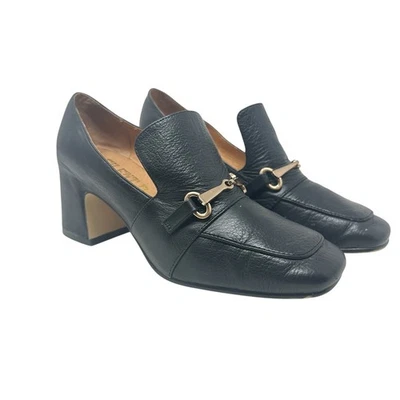 Anthropologie Silent D Fina Bomba Mocasín Tacón Cuero Mordida de Caballo Negro Talla 36 EE. UU. 6 Foto 1 de 4
