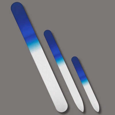 3 Piece Genuine Czech Etched Crystal Glass Nail File Set Green/blue-small - Image 1 of 4