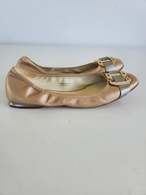 Via Spiga Nude Leather Slip On Embellished Ballet Flats Women’s Size 7.5 Shoes  - Image 1 of 4