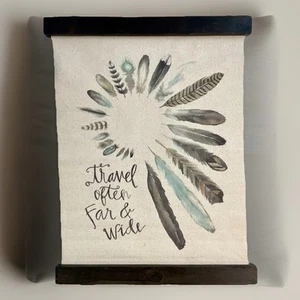 World Market Travel Often Far & Wide canvas Painting w/wood frame Water Color - Picture 1 of 10