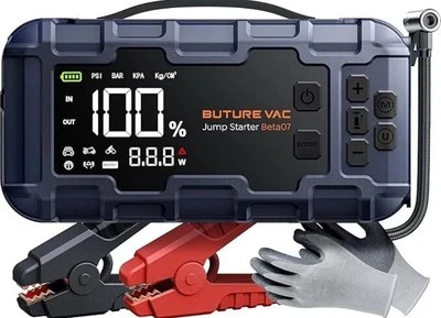 BUTURE VAC 10-in-1 Portable Car Battery Jump Starter with Air Compressor 8000A 160PSI 45W C