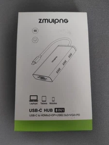 Zmuipng 8-in-1 USB-C Docking Station Quad-Display HDMI, PD, VGA, USB-A&C - Picture 1 of 7