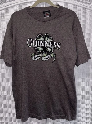Guinness T 恤 L 码 - Feelin' Lucky - 棕色棉成人男女通用 — 第 1/4 张图片