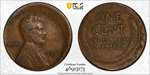 1928 D Wheat Cent PCGS VF-25 Struck 10% Off Center - Picture 1 of 1