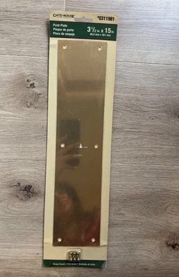 Gatehouse 3-1/2-in W x 15-in H Aluminum Polished Brass finish Push Plate 0311981 - Image 1 of 4