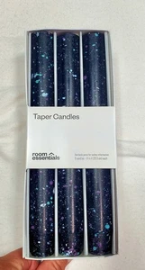 Room Essentials 8" Taper Candles Black Halloween Sparkle 6 Pack NEW - Picture 1 of 5