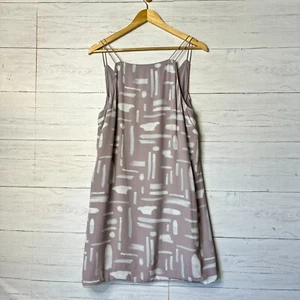 Silence + Noise Dress Womens SZ Large Ella Printed Crepe Mauve Geometric Button - Picture 1 of 17