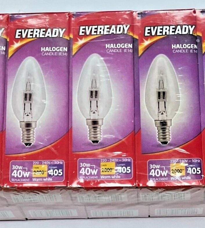 30w 40w Watt E14 SES Small Screw In Clear Halogen Saver Candle Light Bulb x 3 - Image 1 of 1