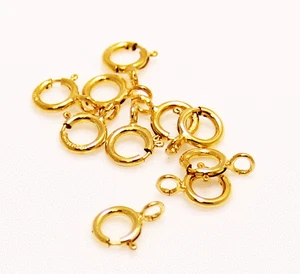 5 PCS 24K  Gold plated SPRING CLASP LOCK 5.5 MM ( OPEN JUMP RING ) - Picture 1 of 1