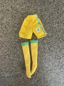 BARBIE CLOTHING SOCCER TERESA 1998 FIFA YELLOW & GREEN ATHLETIC SHORTS And Socks - Picture 1 of 1