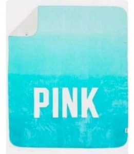Victorias Secret Pink Teal Blue OMBRE Sherpa 60X70 SHERPA PlushThrow Blanket NIP - Picture 1 of 1