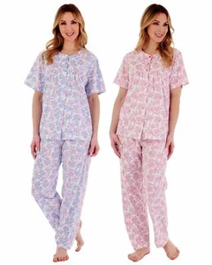 Slenderella Pyjamas Floral Print Short Sleeve Jersey PJs Nightwear
