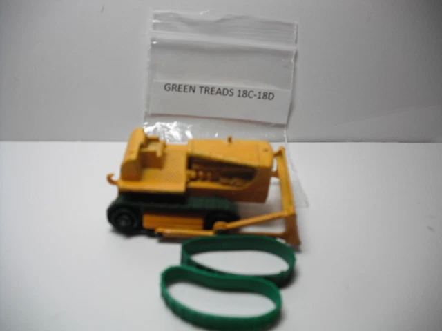 ¡NUEVAS BANDAS DE RODADURA! Matchbox Lesney #18C/D CATERPILLAR UN PAR DE BANDAS DE RODADURA DE REPUESTO VERDES Foto 1 de 1
