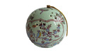 Green Floral Pomander Potpourri Ball Ornament Sachet Porcelain Made In Japan Vtg