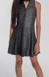 $195 Zoe Ltd Kids Girls Black Sleeveless Stand Collar Cutout Flare Dress Size 10 - Picture 1 of 1