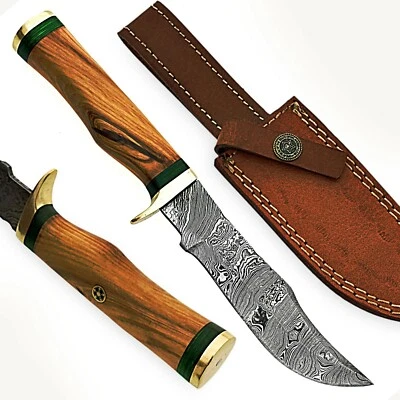 10" Damascus Knife Custom Handmade Forged Knife with Premium Olive Wood Handle - Image 1 of 4