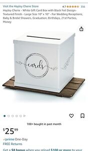 Hayley Cherie White Gift Card Box With Black Foil Textured Finish Size 10” X 10”