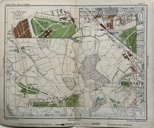 1907 Golders Green Alexandra Palace North Highgate London Street Plan - Picture 1 of 3